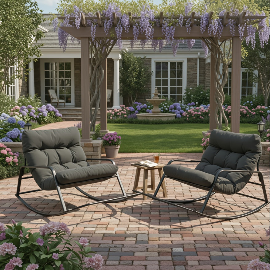 Oversized Papasan Chair, Outdoor Patio Rocking Chair, Lounge Egg Chair, Comfortable Reading Chair With Cushions, For Deck\u002Fgarden\u002Fpatio\u002Fcamping, Patio Furniture Outdoor