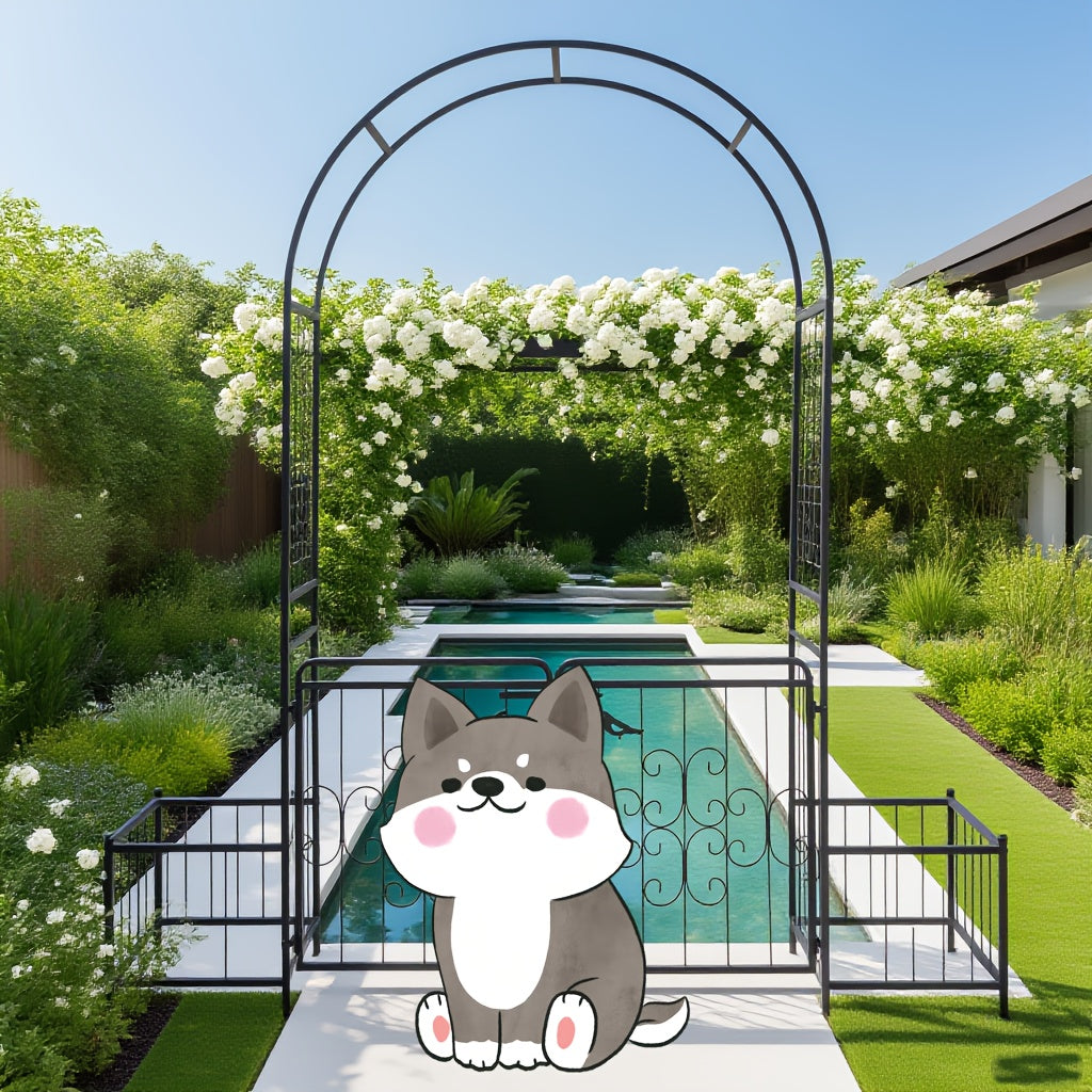 Large Size 7, 2ft Round Top With Door And Planting Frame, Black Iron Art, 16mm Pipe, Iron Arch, Courtyard (additional Styles Are Available For You To Choose)