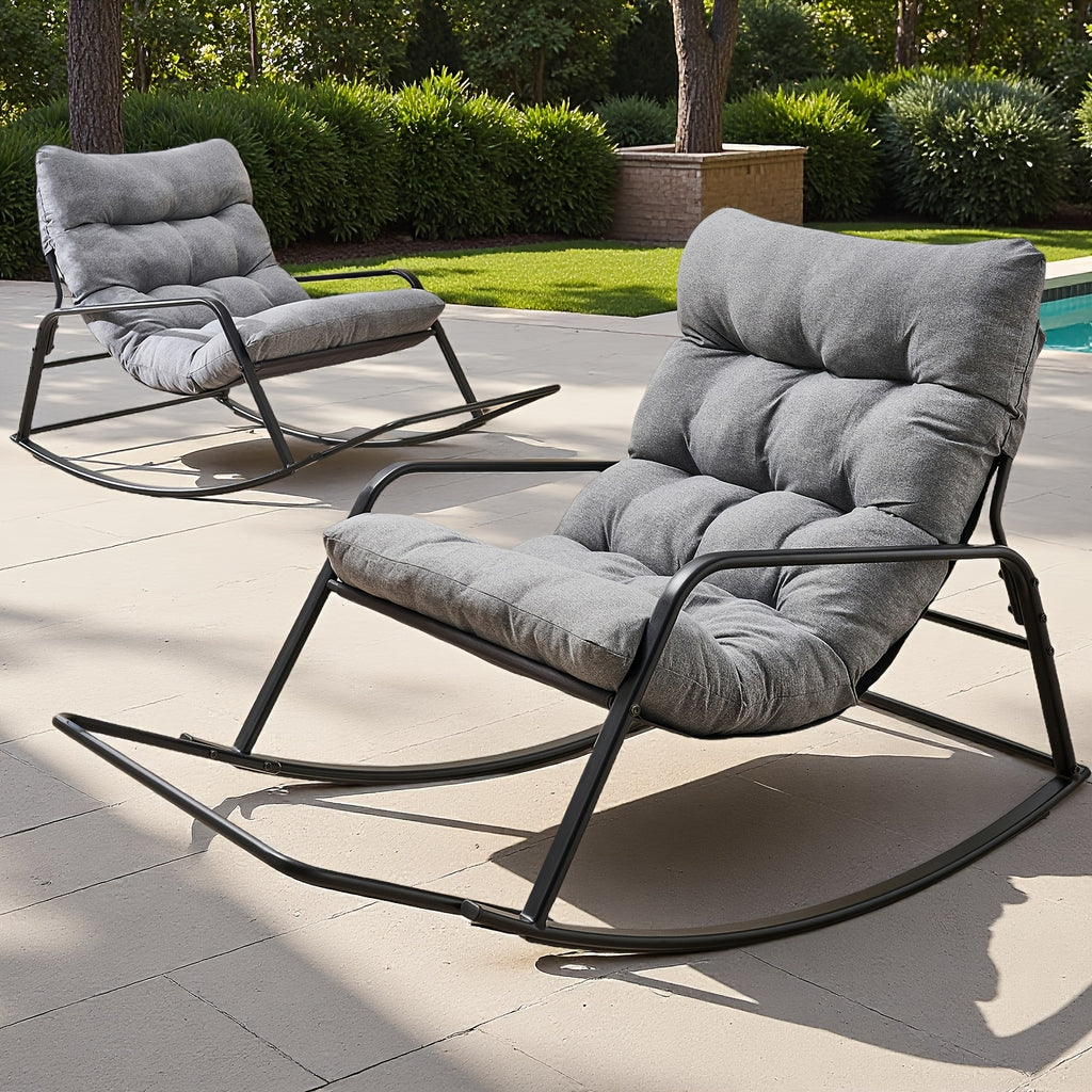 Oversized Papasan Chair, Outdoor Patio Rocking Chair, Lounge Egg Chair, Comfortable Reading Chair With Cushions, For Deck\u002Fgarden\u002Fpatio\u002Fcamping, Patio Furniture Outdoor