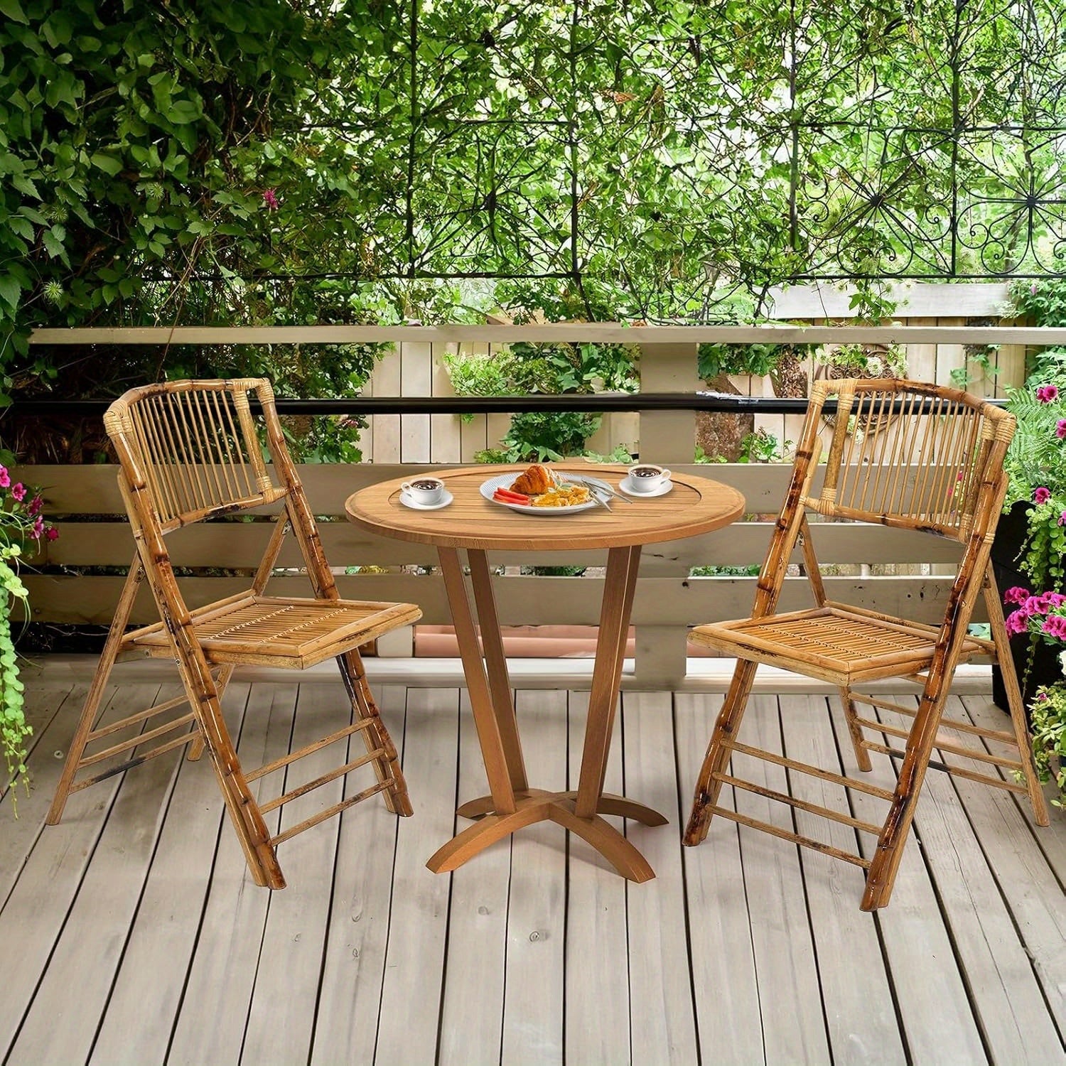 Bonnlo Bamboo Folding Chairs , Foldable Dining Wood Chairs , Comfortable Seat , for Outdoor Indoor Garden Patio Lawn Porch Wedding Party Event Banquet , 1\u002F 2\u002F 4 Pack , Small Wooden Folding Chairs
