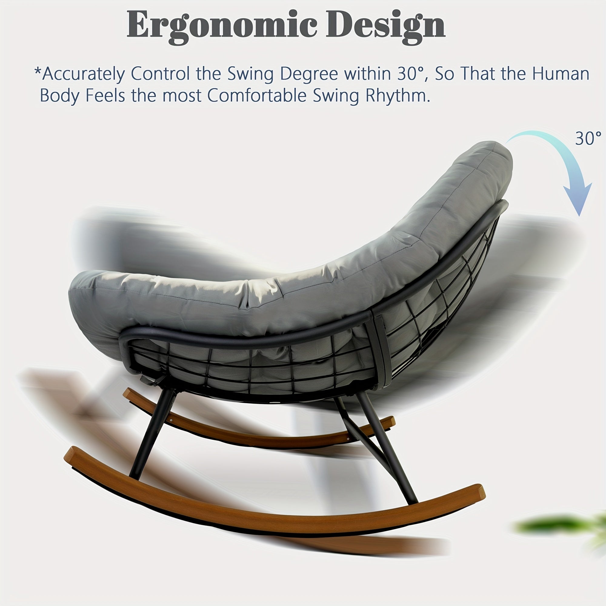 Outdoor Rocking Chair for Two, Featuring an Oversized Papasan Design with a Durable E-Coated Steel Frame And Plush Cushioning