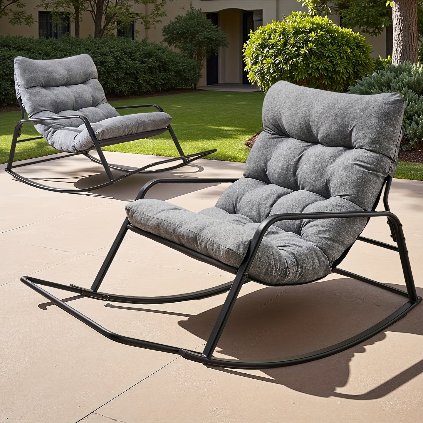 Oversized Papasan Chair, Outdoor Patio Rocking Chair, Lounge Egg Chair, Comfortable Reading Chair With Cushions, For Deck\u002Fgarden\u002Fpatio\u002Fcamping, Patio Furniture Outdoor