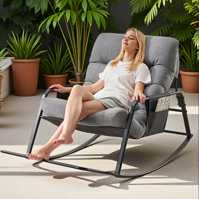 Oversized Papasan Chair, Outdoor Patio Rocking Chair, Lounge Egg Chair, Comfortable Reading Chair With Cushions, For Deck\u002Fgarden\u002Fpatio\u002Fcamping, Patio Furniture Outdoor