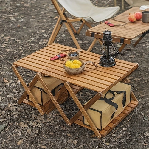 1 Foldable Lightweight Wooden Camping Table, Small Foldable Camping Table, Indoor And Outdoor Dual-purpose Table, Perfect For Backyard Barbecues And Picnics, Easy To Store (natural Color)